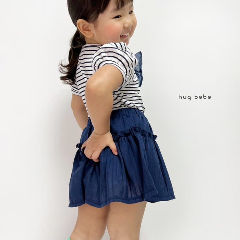 Hug Bebe - Korean Children Fashion - #designkidswear - Ribbon Stripes Puff Tee - 12