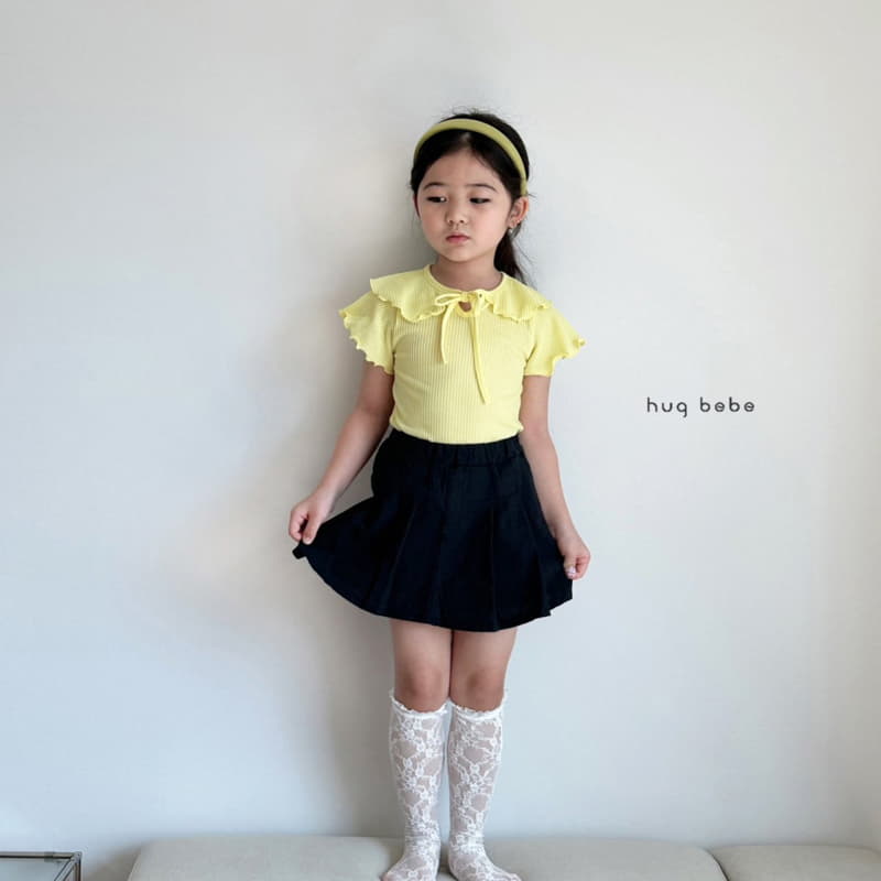 Hug Bebe - Korean Children Fashion - #discoveringself - Wave Collar Ribbon Tee - 2