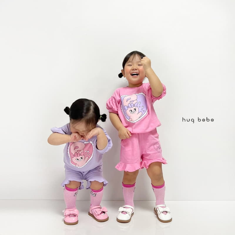 Hug Bebe - Korean Children Fashion - #discoveringself - Love Rabbit Top Bottom Set - 11