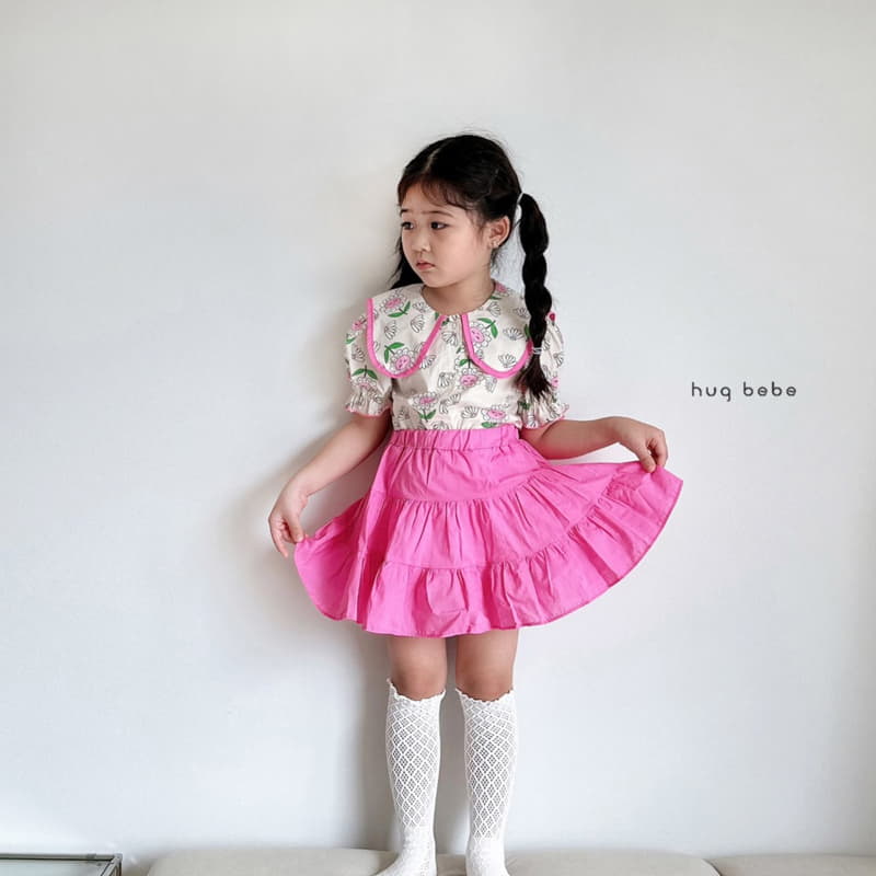 Hug Bebe - Korean Children Fashion - #kidsshorts - Sung Flower Big Collar Blouse - 2