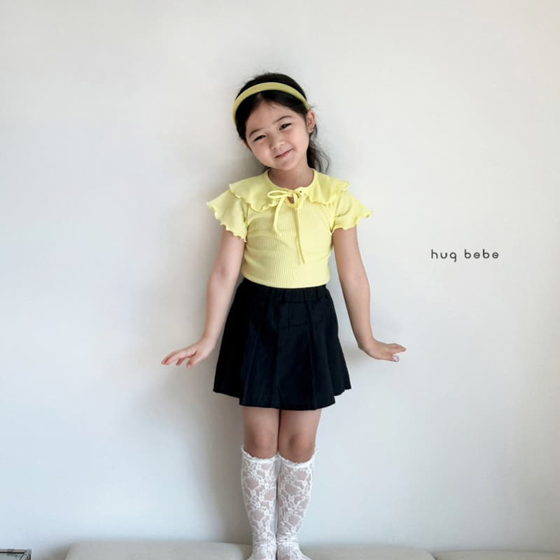 Hug Bebe - Korean Children Fashion - #littlefashionista - Wave Collar Ribbon Tee - 8