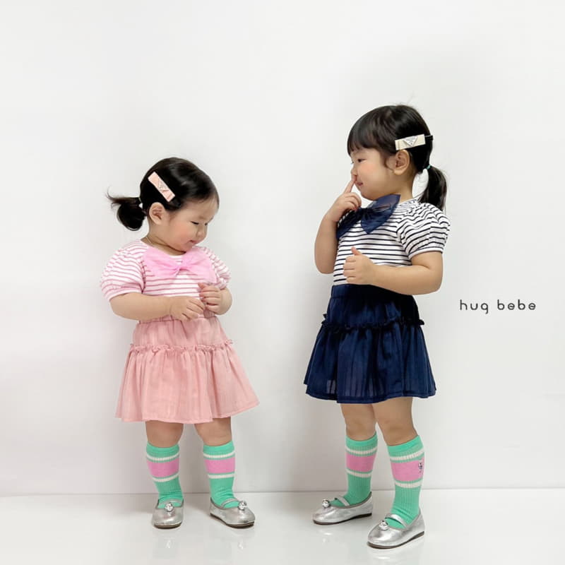 Hug Bebe - Korean Children Fashion - #littlefashionista - Ribbon Stripes Puff Tee - 3