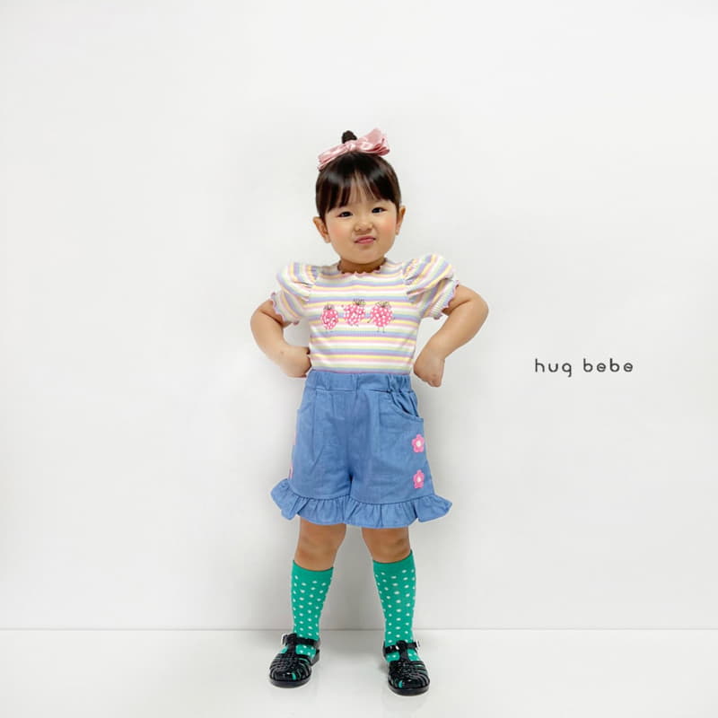 Hug Bebe - Korean Children Fashion - #littlefashionista - Rainbow Strawberry Puff Tee - 2