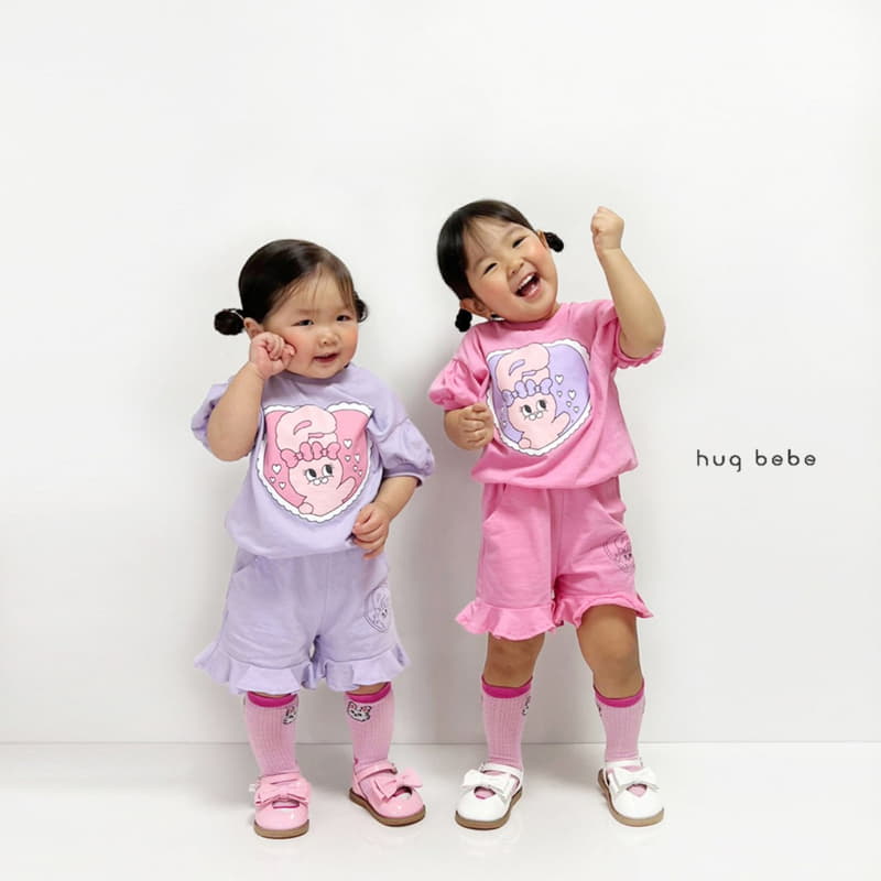 Hug Bebe - Korean Children Fashion - #littlefashionista - Love Rabbit Top Bottom Set