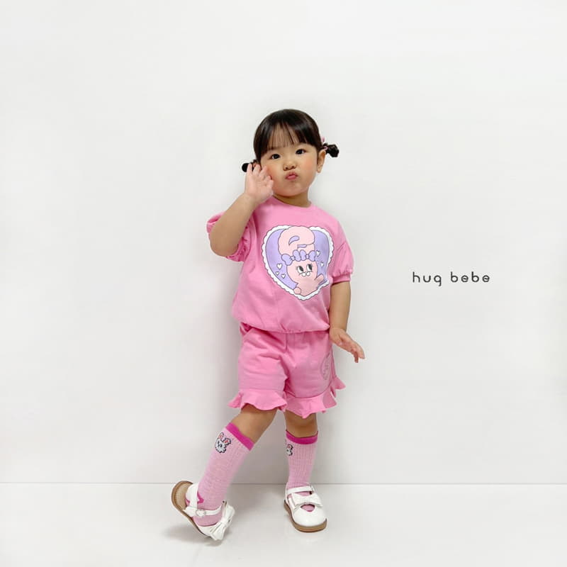 Hug Bebe - Korean Children Fashion - #magicofchildhood - Love Rabbit Top Bottom Set - 2