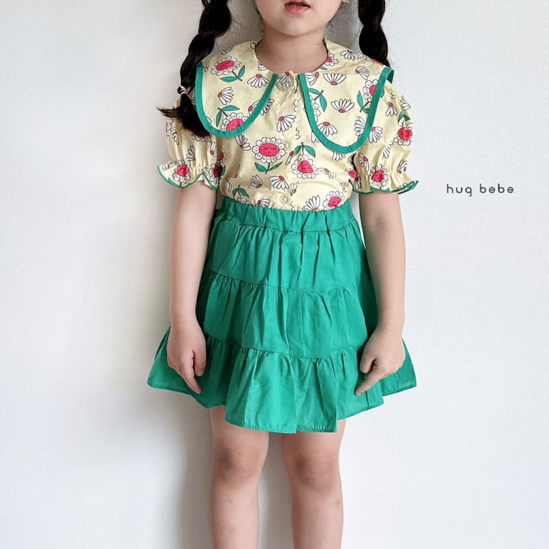 Hug Bebe - Korean Children Fashion - #minifashionista - Sung Flower Big Collar Blouse - 8