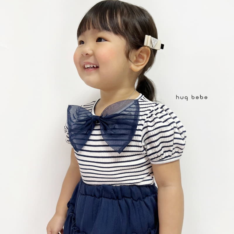 Hug Bebe - Korean Children Fashion - #minifashionista - Ribbon Stripes Puff Tee - 5