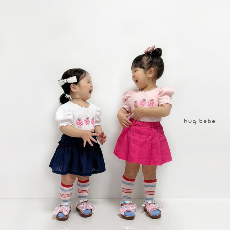 Hug Bebe - Korean Children Fashion - #minifashionista - Strawberry Puff Tee - 2
