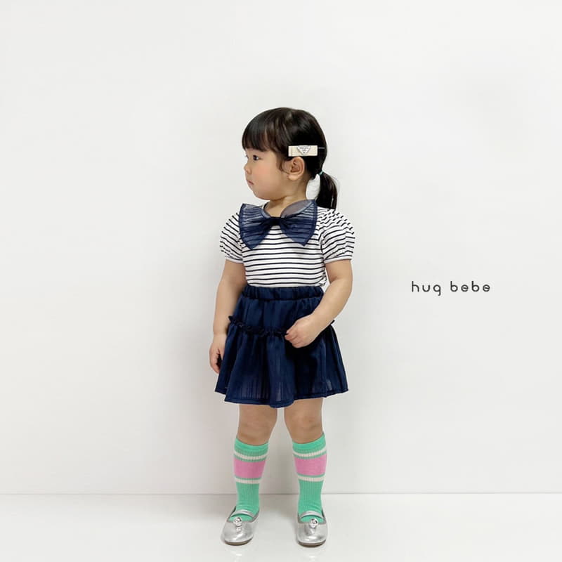 Hug Bebe - Korean Children Fashion - #stylishchildhood - Ribbon Stripes Puff Tee - 9