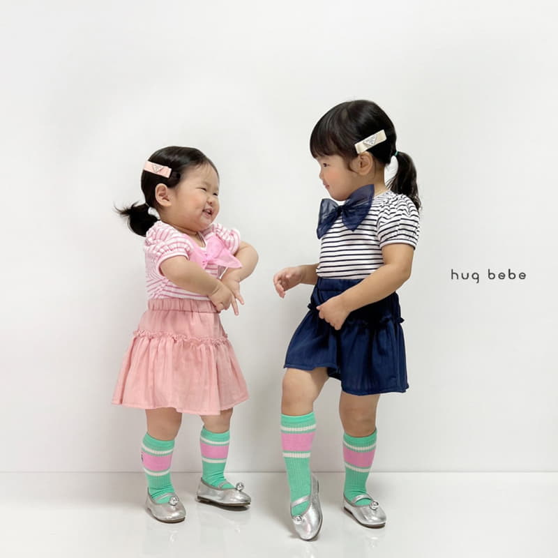 Hug Bebe - Korean Children Fashion - #toddlerclothing - Ribbon Stripes Puff Tee - 8