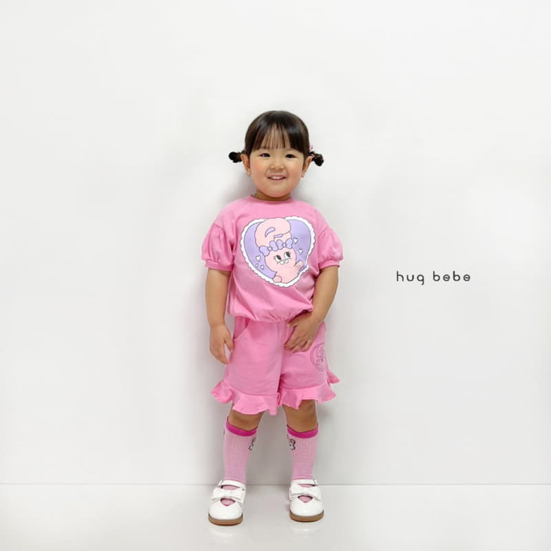 Hug Bebe - Korean Children Fashion - #toddlerclothing - Love Rabbit Top Bottom Set - 6