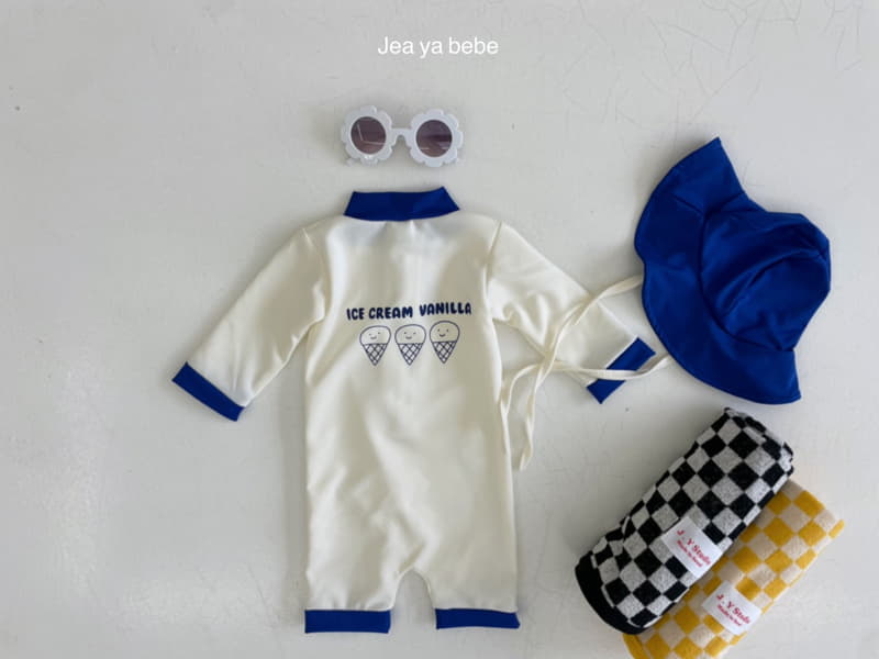 Jeaya & Mymi - Korean Children Fashion - #kidsstore - Vanilla Swimwear with Hat - 12
