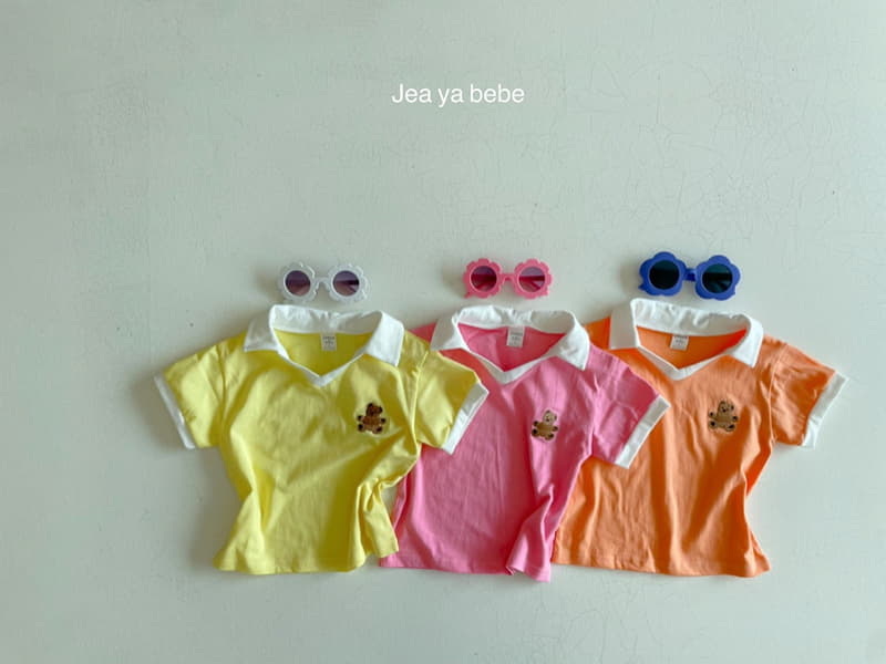 Jeaya & Mymi - Korean Children Fashion - #minifashionista - Bear Collar Top Bottom Set - 2