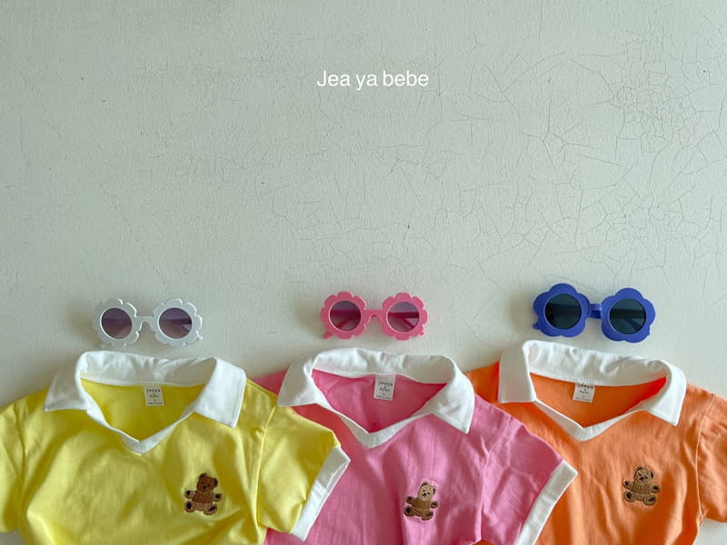 Jeaya & Mymi - Korean Children Fashion - #prettylittlegirls - Bear Collar Top Bottom Set - 3