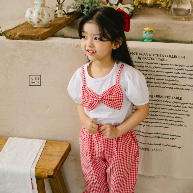 Kikimora - Korean Children Fashion - #Kfashion4kids - Check Ribbon Tee - 5