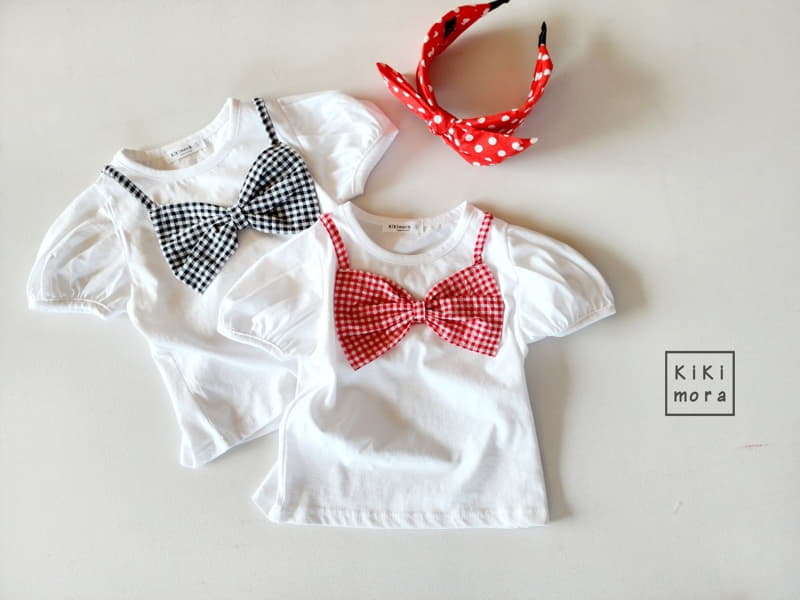 Kikimora - Korean Children Fashion - #childrensboutique - Check Ribbon Tee - 12