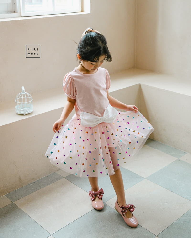 Kikimora - Korean Children Fashion - #fashionkids - big Ribbon Shirring Tee - 2