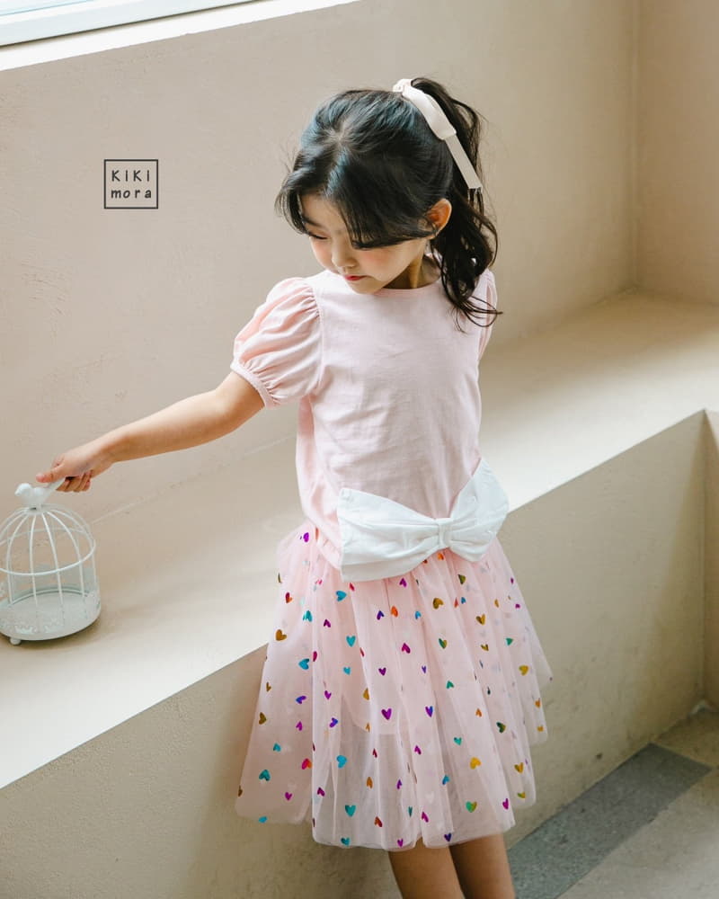 Kikimora - Korean Children Fashion - #kidsshorts - big Ribbon Shirring Tee - 3