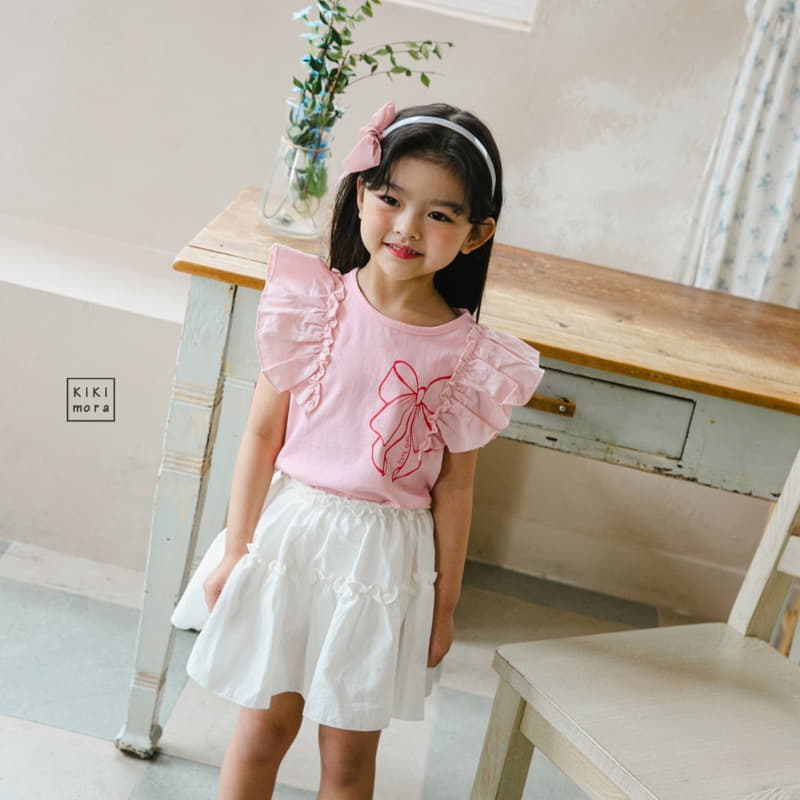 Kikimora - Korean Children Fashion - #kidsshorts - Ribbon Frill Tee - 10