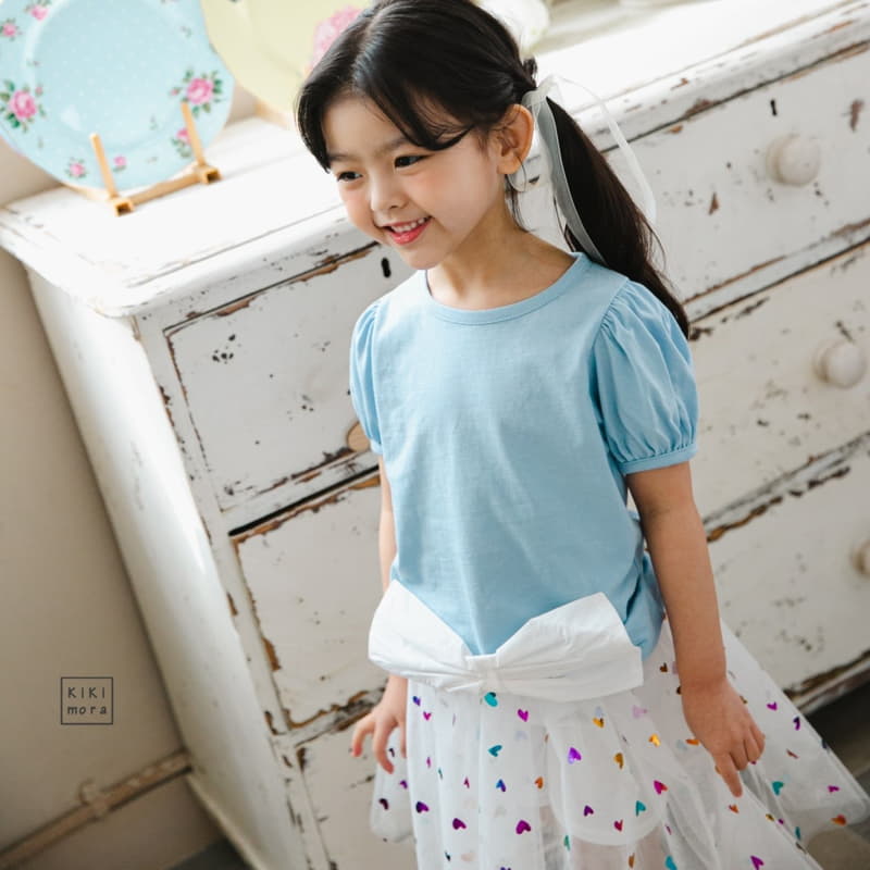 Kikimora - Korean Children Fashion - #kidzfashiontrend - big Ribbon Shirring Tee - 5