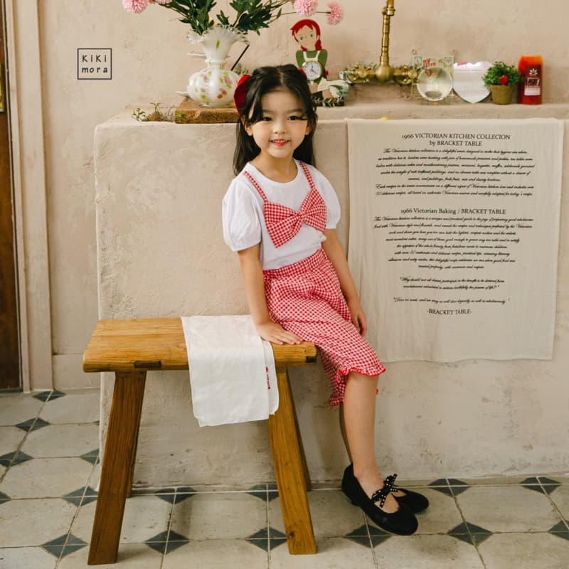 Kikimora - Korean Children Fashion - #kidsstore - Check Ribbon Tee - 4