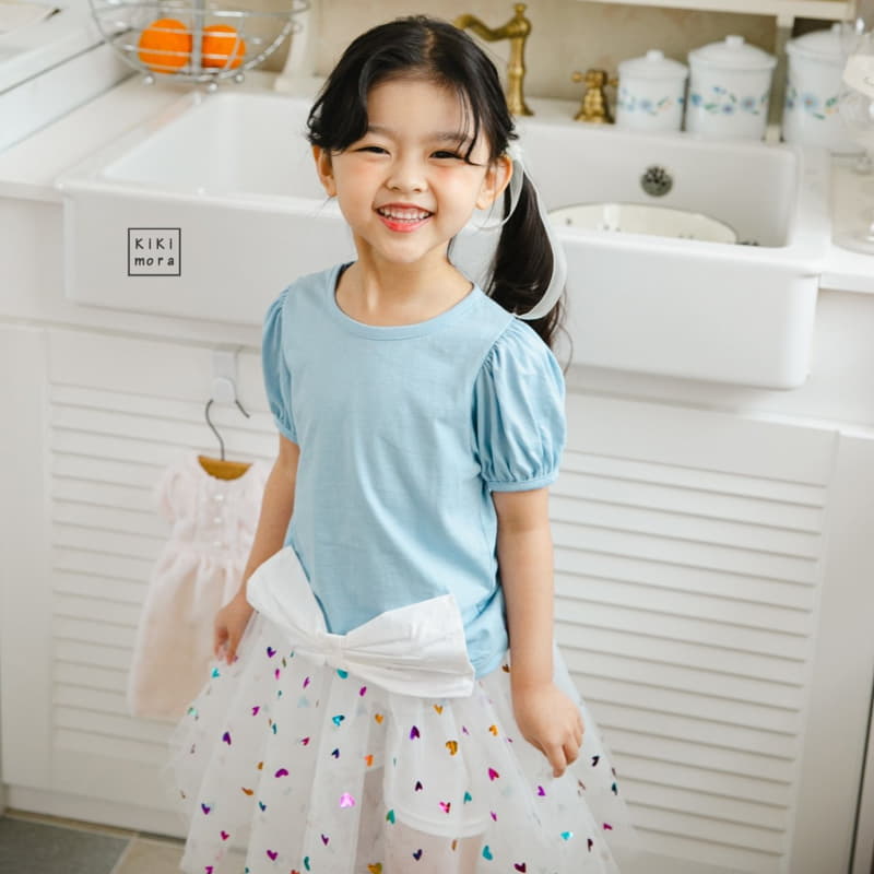 Kikimora - Korean Children Fashion - #littlefashionista - big Ribbon Shirring Tee - 7