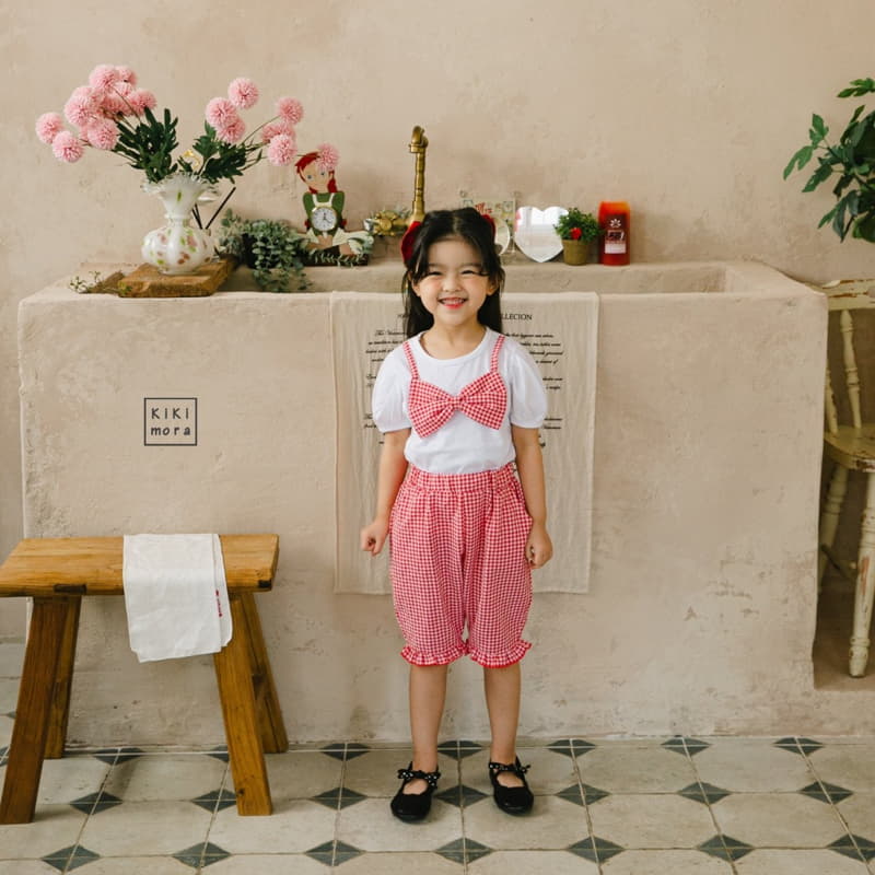 Kikimora - Korean Children Fashion - #magicofchildhood - Check Ribbon Tee - 7