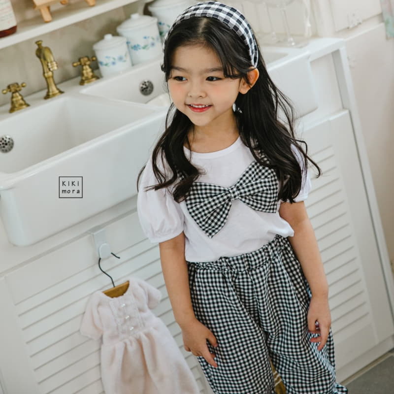 Kikimora - Korean Children Fashion - #minifashionista - Check Ribbon Tee - 8