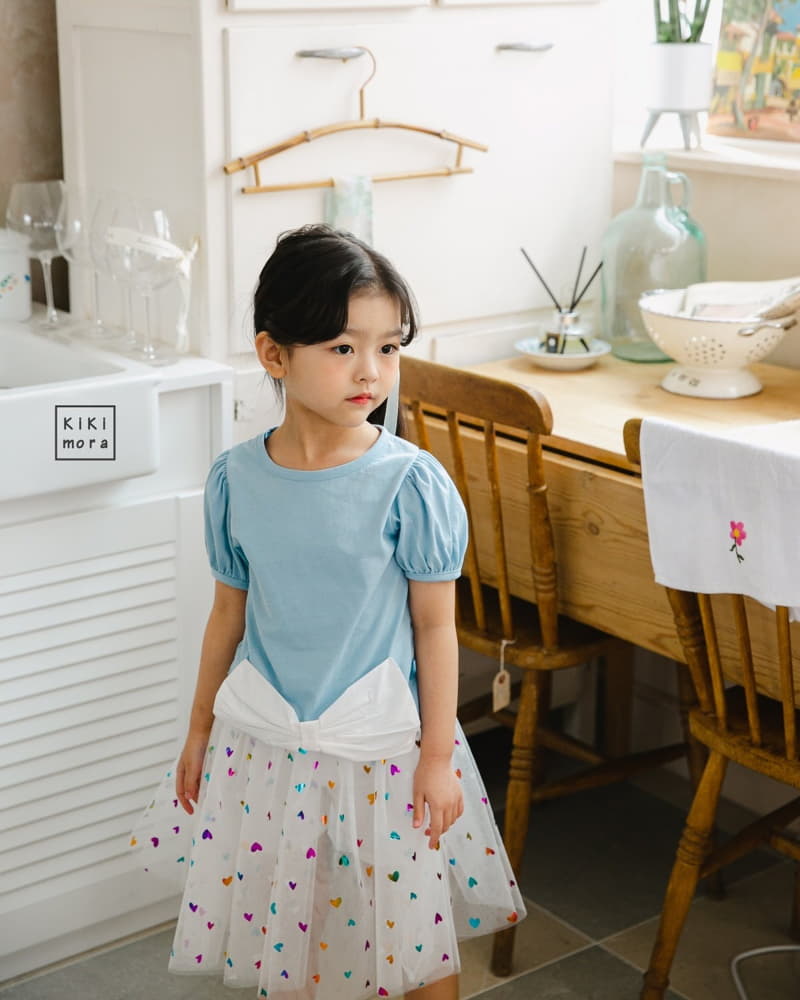 Kikimora - Korean Children Fashion - #prettylittlegirls - big Ribbon Shirring Tee - 10