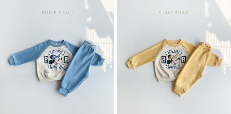 Kitsch Kitsch - Korean Children Fashion - #designkidswear - Hat Mickey Raglan Top Bottom Set - 3