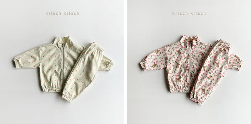 Kitsch Kitsch - Korean Children Fashion - #designkidswear - Pattern Windbreaker Top Bottom Set - 2