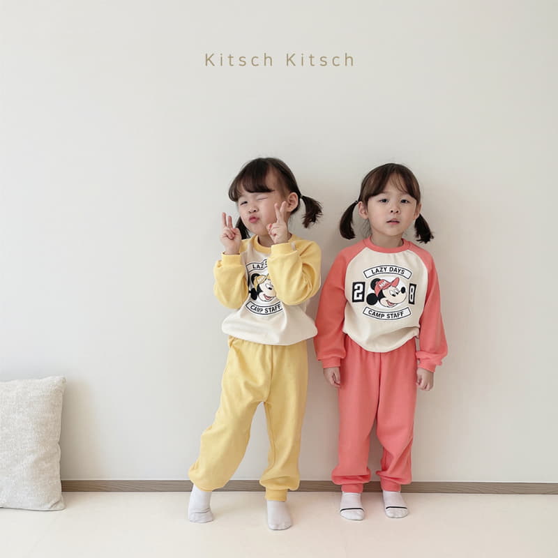 Kitsch Kitsch - Korean Children Fashion - #designkidswear - Hat Mickey Raglan Top Bottom Set - 4