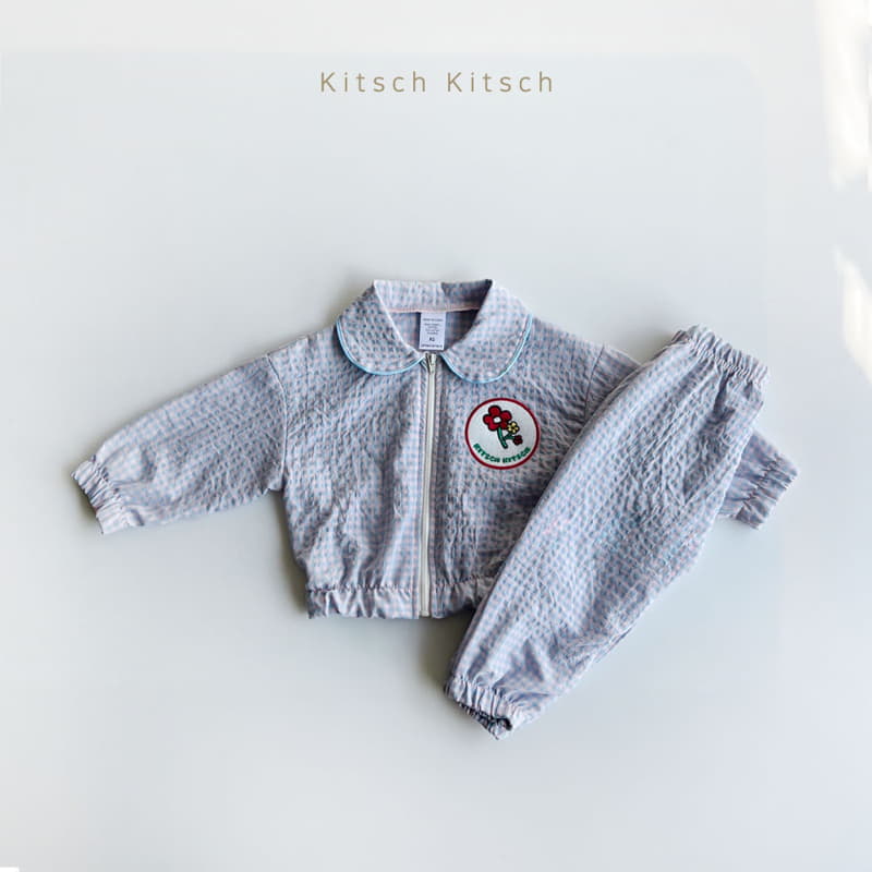Kitsch Kitsch - Korean Children Fashion - #fashionkids - Circle Collar Windbreaker Top Bottom Set - 4
