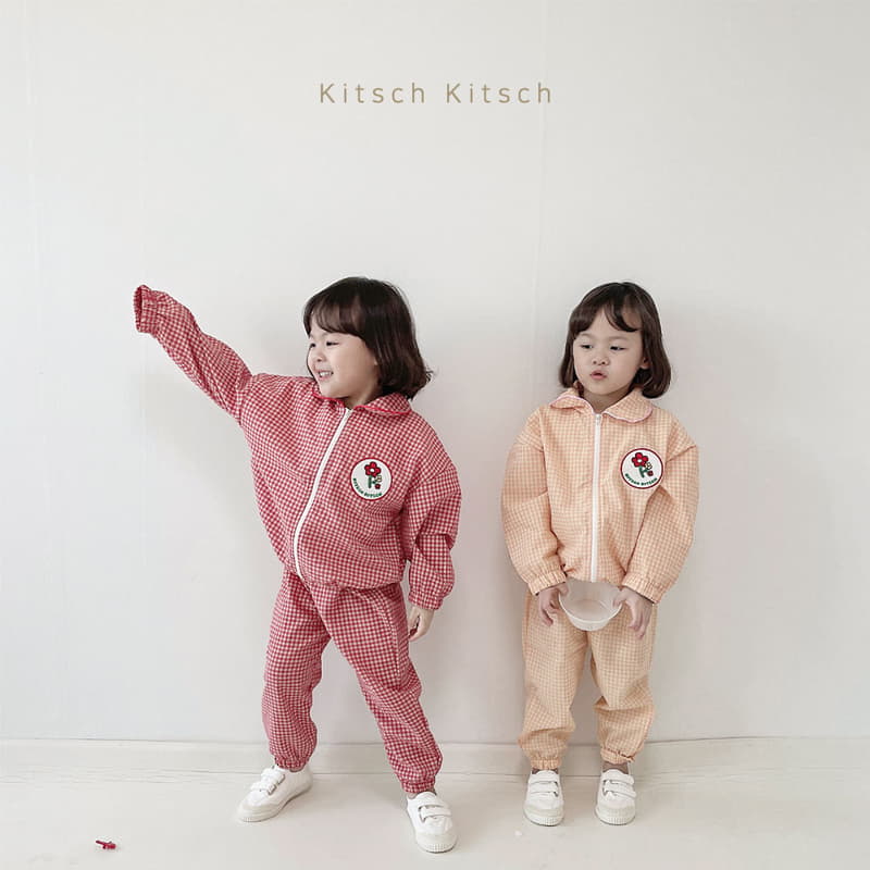Kitsch Kitsch - Korean Children Fashion - #kidzfashiontrend - Circle Collar Windbreaker Top Bottom Set - 6