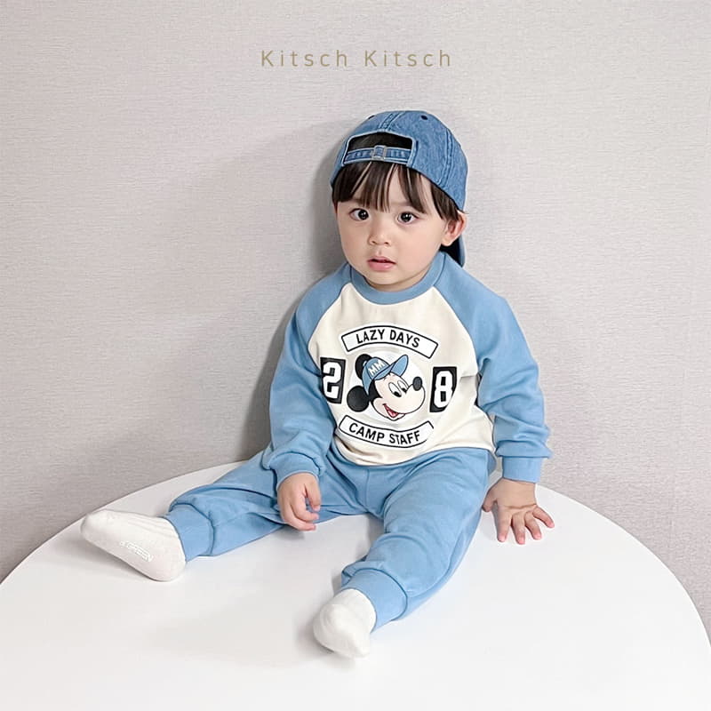 Kitsch Kitsch - Korean Children Fashion - #kidzfashiontrend - Hat Mickey Raglan Top Bottom Set - 8