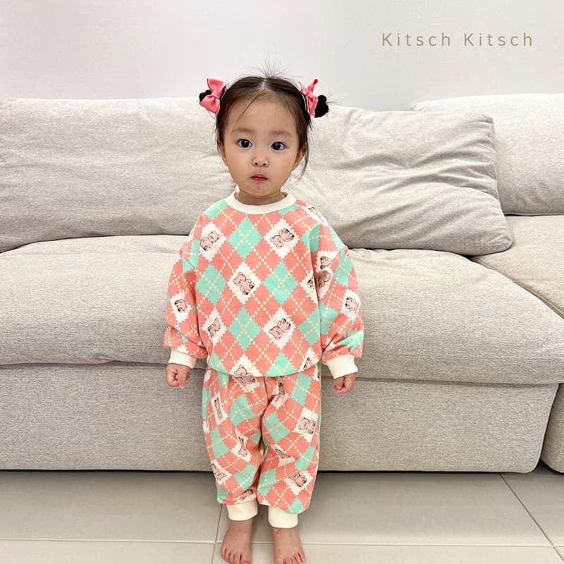 Kitsch Kitsch - Korean Children Fashion - #kidzfashiontrend - Argyle Pattern Top Bottom Set - 5