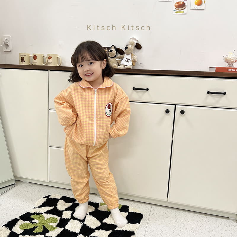 Kitsch Kitsch - Korean Children Fashion - #littlefashionista - Circle Collar Windbreaker Top Bottom Set - 8