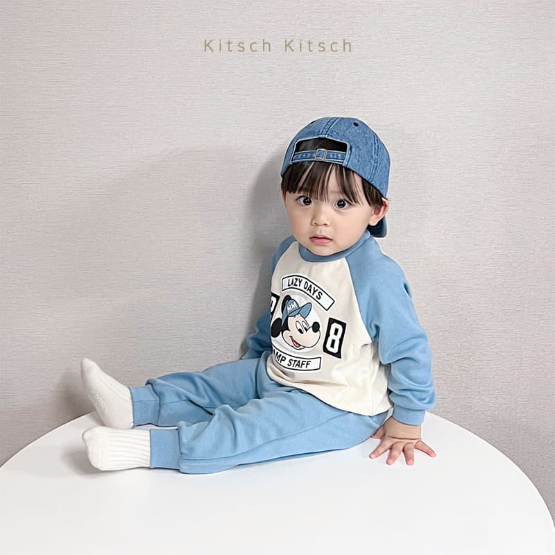 Kitsch Kitsch - Korean Children Fashion - #littlefashionista - Hat Mickey Raglan Top Bottom Set - 10