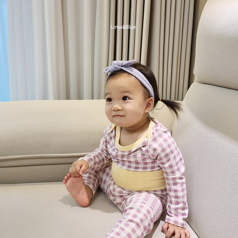 Lime & Blue - Korean Baby Fashion - #babyfashion - Cracker Check Baby Bodysuit - 5