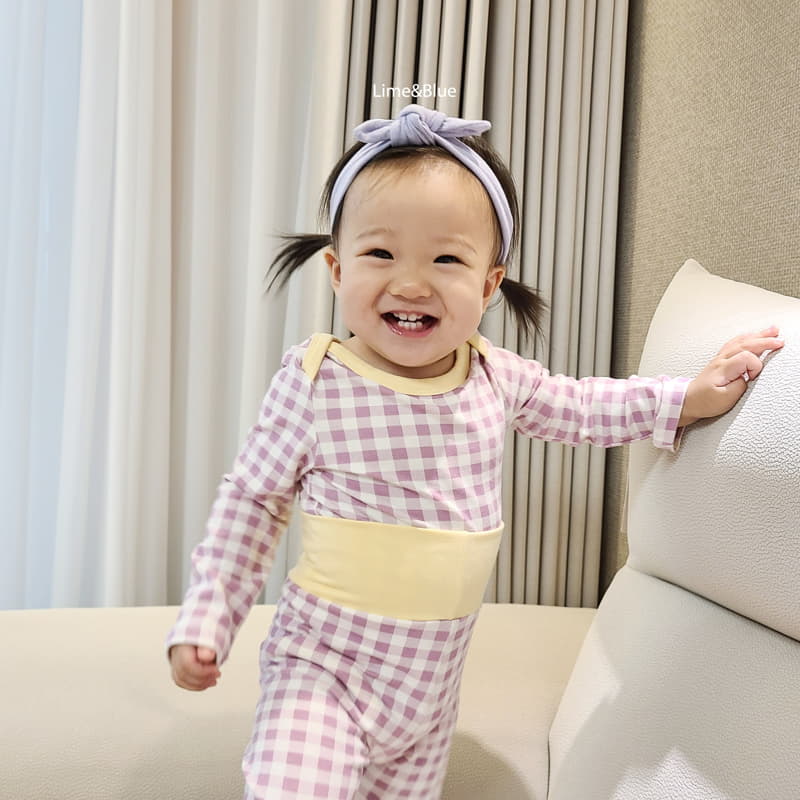 Lime & Blue - Korean Baby Fashion - #babygirlfashion - Cracker Check Baby Bodysuit - 7