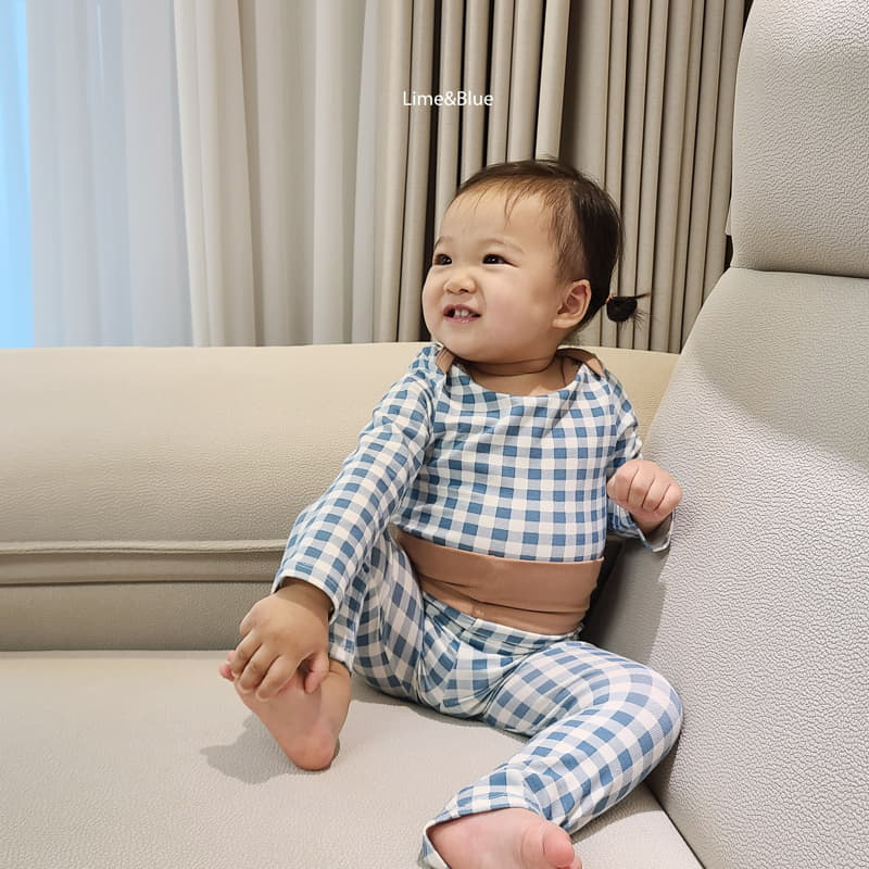 Lime & Blue - Korean Baby Fashion - #babyoutfit - Cracker Check Baby Bodysuit - 12