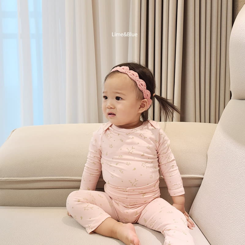 Lime & Blue - Korean Baby Fashion - #babyoutfit - Organic Floral Bodysuit - 7