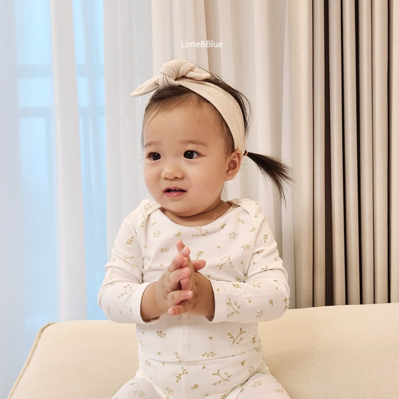 Lime & Blue - Korean Baby Fashion - #smilingbaby - Organic Floral Bodysuit - 12