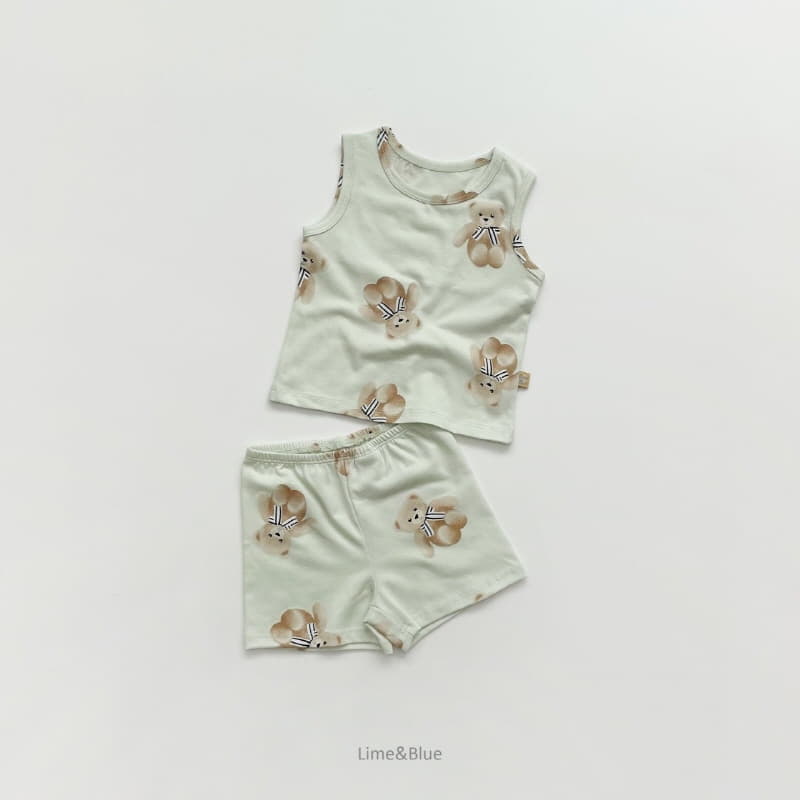 Lime & Blue - Korean Children Fashion - #minifashionista - Teddy Bear Sleeveless Easywear - 8