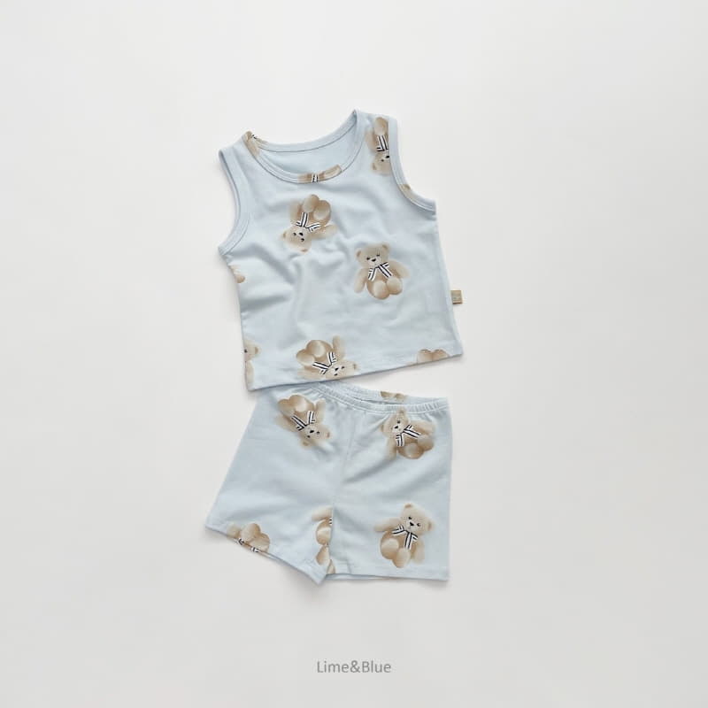 Lime & Blue - Korean Children Fashion - #prettylittlegirls - Teddy Bear Sleeveless Easywear - 9