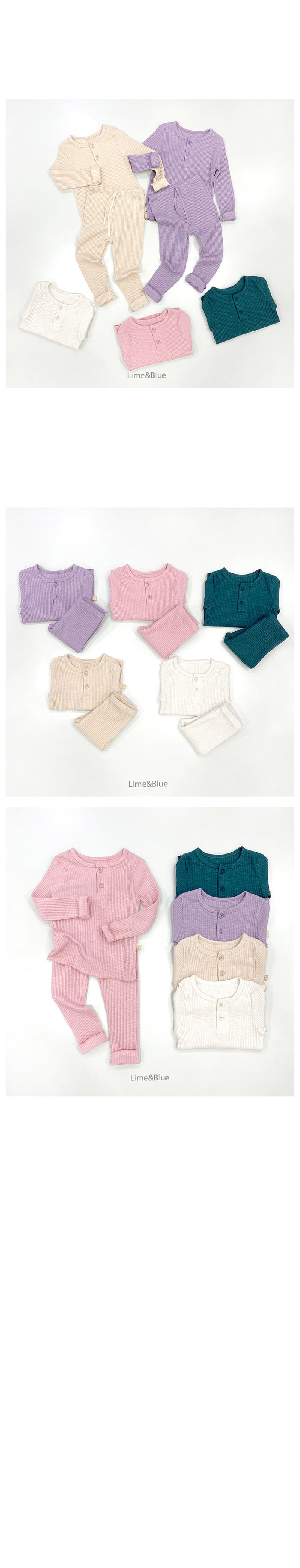 Lime & Blue - Korean Children Fashion - #stylishchildhood - Button Modal Rib Easywear - 2