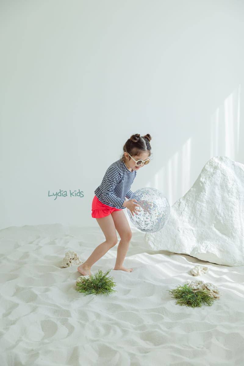 Lydia - Korean Children Fashion - #kidsshorts - Check Two Piece Swimwear - 12