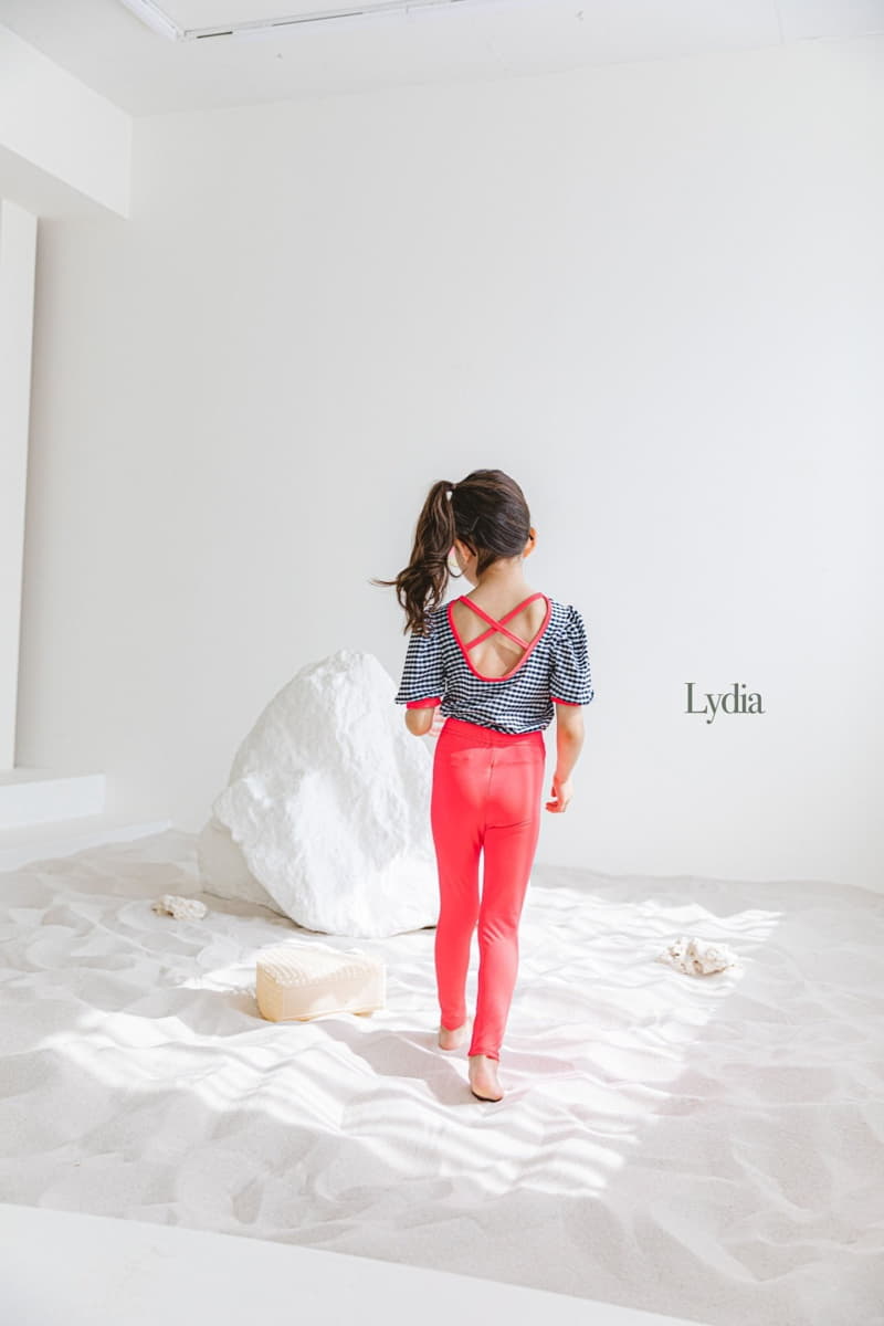 Lydia - Korean Children Fashion - #kidsstore - Check Short Sleeves Swimwear - 2