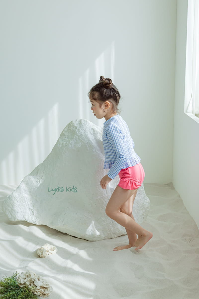 Lydia - Korean Children Fashion - #prettylittlegirls - Check Two Piece Swimwear - 3