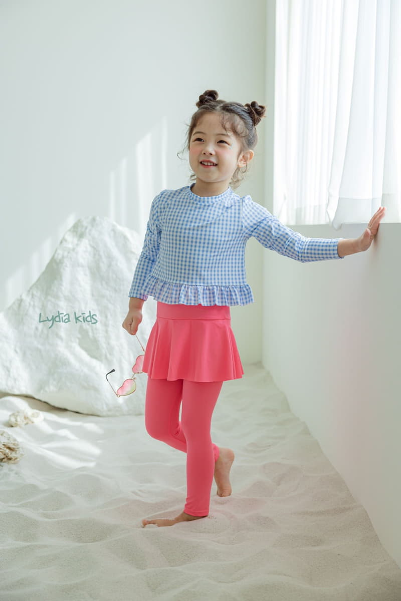 Lydia - Korean Children Fashion - #prettylittlegirls - Check Two Piece Swimwear - 4